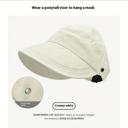 Adjustable Outdoor Beach Bucket Hat Summer Wide Brim Sunhat Women Sun Hats Foldable UV Protection Visors Fisherman Ponytail Caps、Visor Cap、Sunscreen