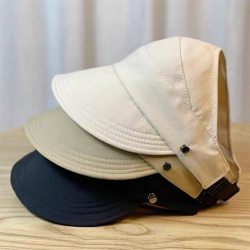 Adjustable Outdoor Beach Bucket Hat Summer Wide Brim Sunhat Women Sun Hats Foldable UV Protection Visors Fisherman Ponytail Caps、Visor Cap、Sunscreen