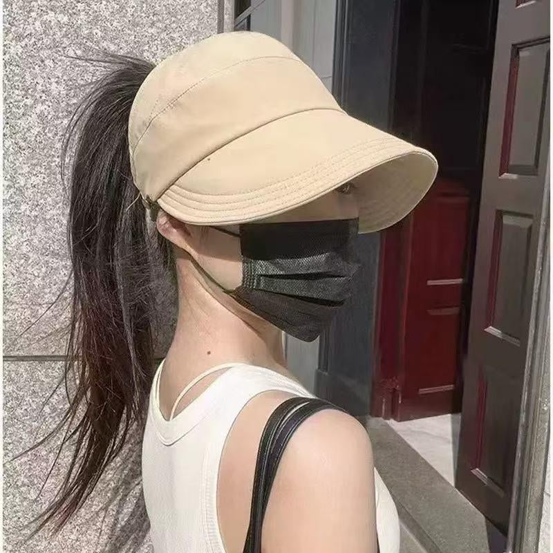 Adjustable Outdoor Beach Bucket Hat Summer Wide Brim Sunhat Women Sun Hats Foldable UV Protection Visors Fisherman Ponytail Caps、Visor Cap、Sunscreen