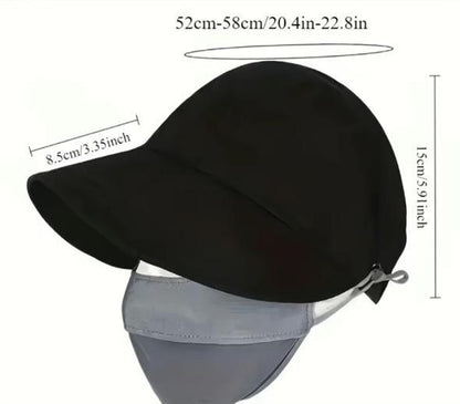 Adjustable Outdoor Beach Bucket Hat Summer Wide Brim Sunhat Women Sun Hats Foldable UV Protection Visors Fisherman Ponytail Caps、Visor Cap、Sunscreen