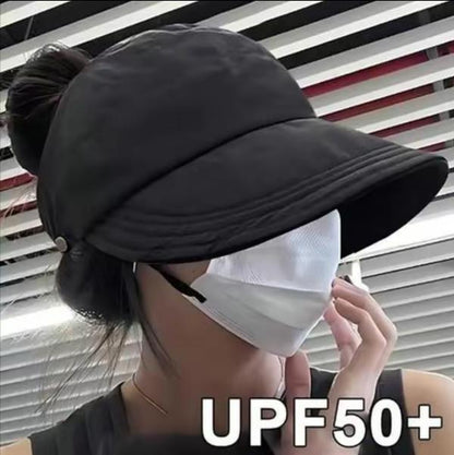 Adjustable Outdoor Beach Bucket Hat Summer Wide Brim Sunhat Women Sun Hats Foldable UV Protection Visors Fisherman Ponytail Caps、Visor Cap、Sunscreen